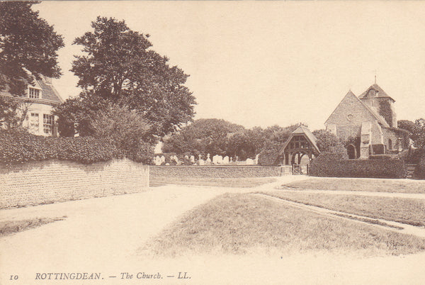 ROTTINGDEAN - THE CHURCH - PRE 1918 LL POSTCARD (ref 6095/20/S)