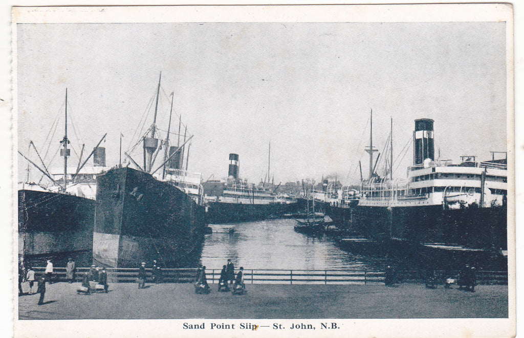 Old postcard of Sand Point Slip, St John, N.B. Canada