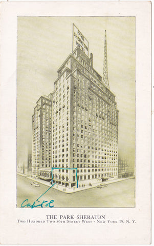 THE PARK SHERATON - OLD NEW YORK POSTCARD