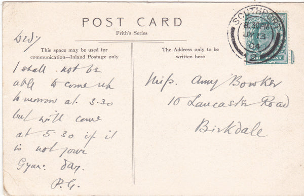 SHERBORNE SCHOOL, DINING HALL - 1904 VINTAGE DORSET POSTCARD (ref 1910/17)