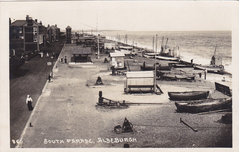 1920s real photo postcard of South Parade, Aldeburgh, in Suffolk