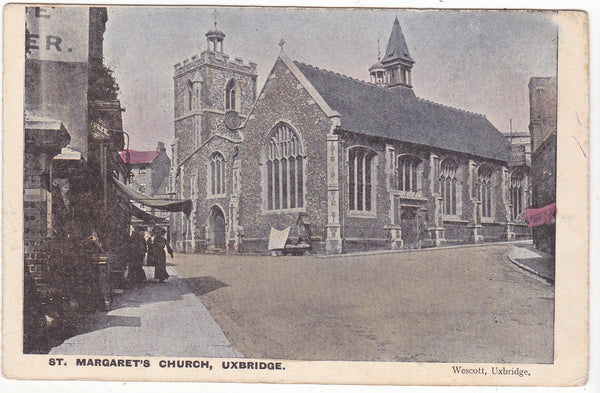 Old postcard of St Margaret's Church, Uxbridge