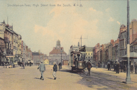 Old postcard of High Street from the South, Stockon on Tees, Durham