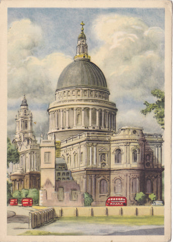 ST PAUL'S CATHEDRAL, MODERN SIZE POSTCARD FROM WATERCOLOUR BY VICTOR ROSS (ref 3362/20/5)