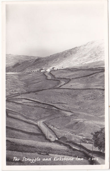 Real photo postcard of The Struggle and Kirkstone Inn, nr Ambleside, 1958