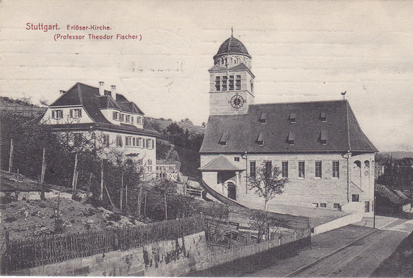 Old postcard of Stuttgart, Erloser-Kirche