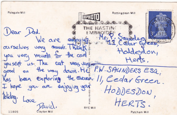 SUSSEX MILLS - 1973 POSTCARD (ref 1564)