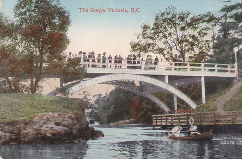Old postcard of The Gorge, Victoria, B.C., Canada