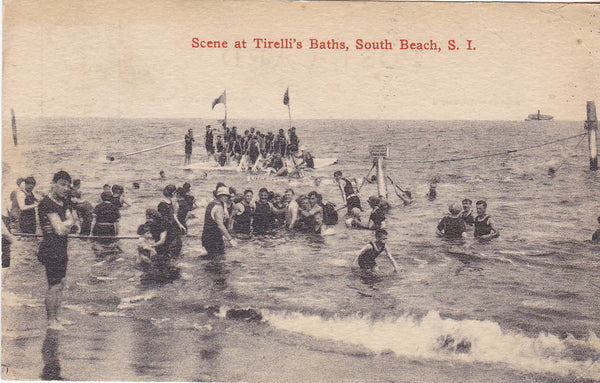Old postcard  of Tirelli's Baths, South Beach, Staten Island