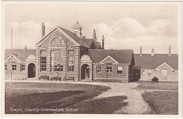 Old postcard of Towyn, County Intermediate School