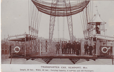Old real photo postcard of the Transporter Car, Newport, Monmouthshire with people