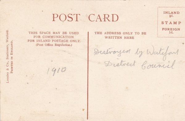 THE POND, WATFORD - PRE 1918 POSTCARD (ref 5489/17)