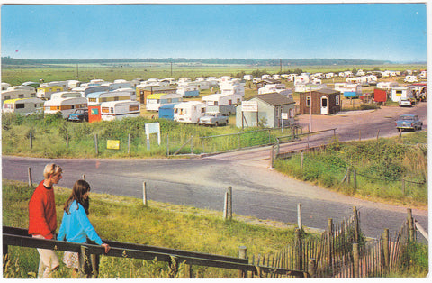 Old colour postcard of the Caravan Site, Wells-Next-The-Sea in Norfolk