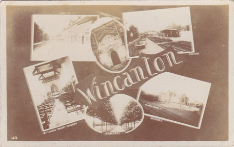 1906 WINCANTON MULTI VIEW REAL PHOTO POSTCARD, SHOWS STATION