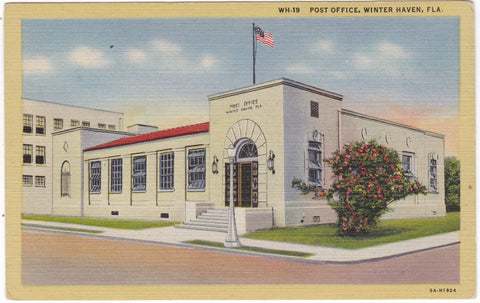 Old postcard of Winter Haven, Fla., showing the Post Office