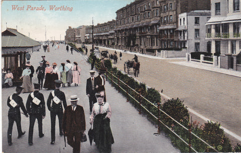 Old postcard of West Parade, Worthing